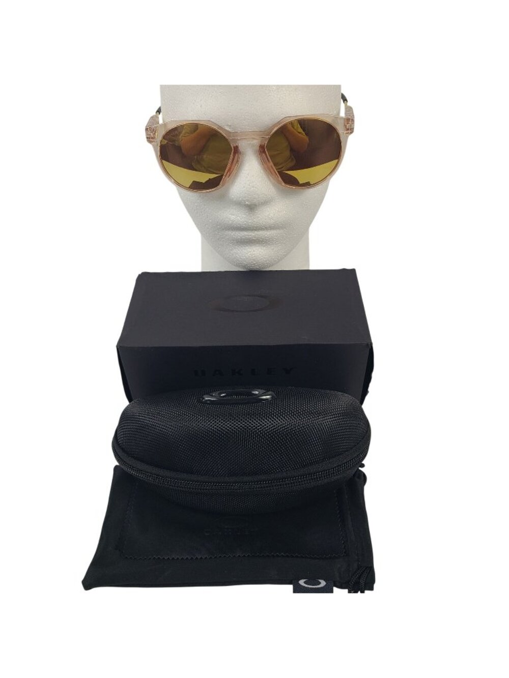 NEW Oakley HSTN Metal Prizm Sunglasses 9279 Transparent Frame Gold Accent & Case